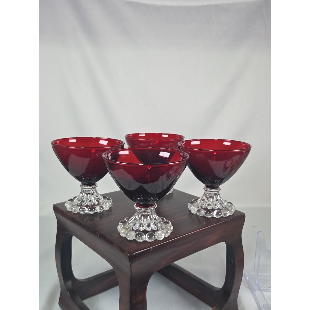 Anchor Hocking Berwick "Boopie" Ruby Red Sherbet/Champagne Glass, Set of 4, Vtg